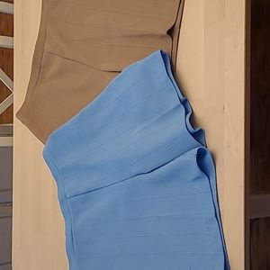 Vtg 1970s Fairfield Lady Blue and Sand Colored Highwaist Shorts(2) ILGWU Stamped